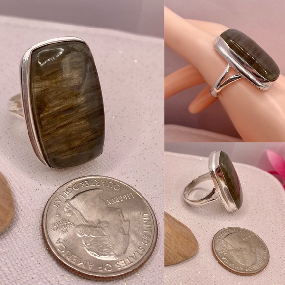 Fiery Labradorite Gemstone Handmade Ring - Picture 2 of 6